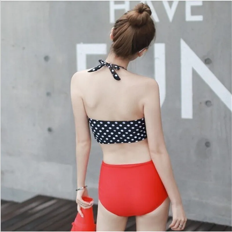 2017 Рокабилли Dot Винтаж Купальник Сексуальная Высокая Талия Bikinis Набор Push Up
