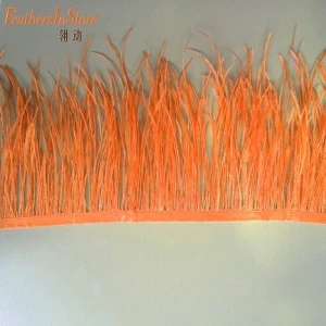 orange 13-15 см, ширина 5-6 дюймов, 10 м/лот, белый цвет, отделка из страусиных перьев, бахрома, перо, боа, в полоску, аксессуары для вечеринки - Цвет: orange