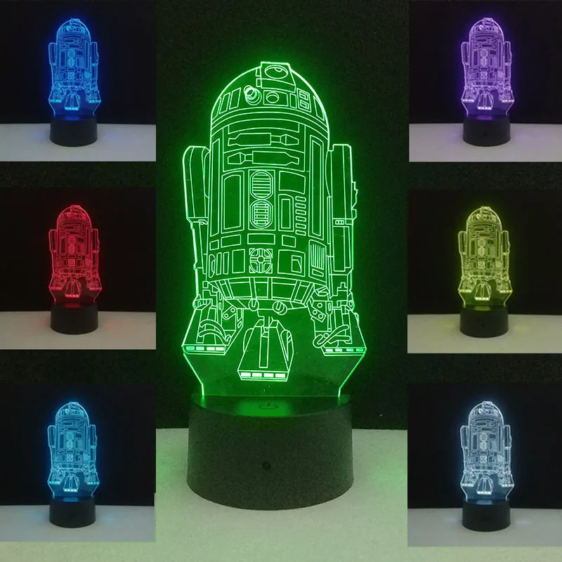 Звездные войны лампа Звезда смерти 3D ночные светильники BB-8 R2D2 Мастер Йода USB красочные светодиодные настольные лампы для спальни домашний декор подарки