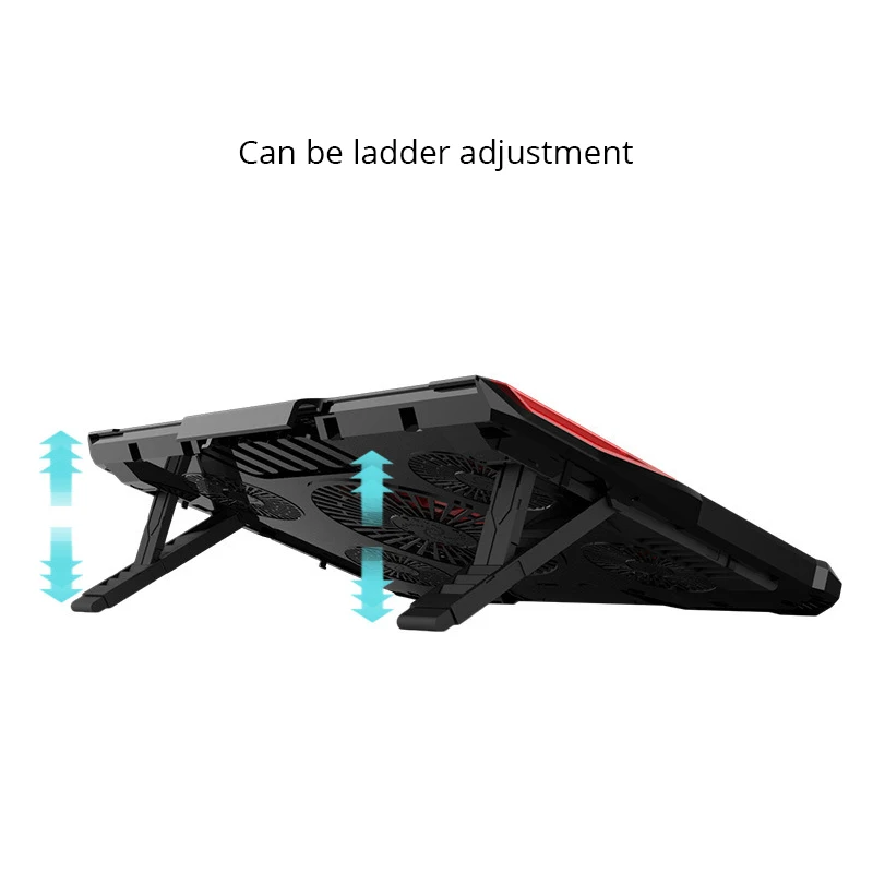 Universal Laptop cooler 5 fans 2 USB ports mute light notebook cooling pad for 15.6/17/18/19 inch adjustable stand | Компьютеры и офис