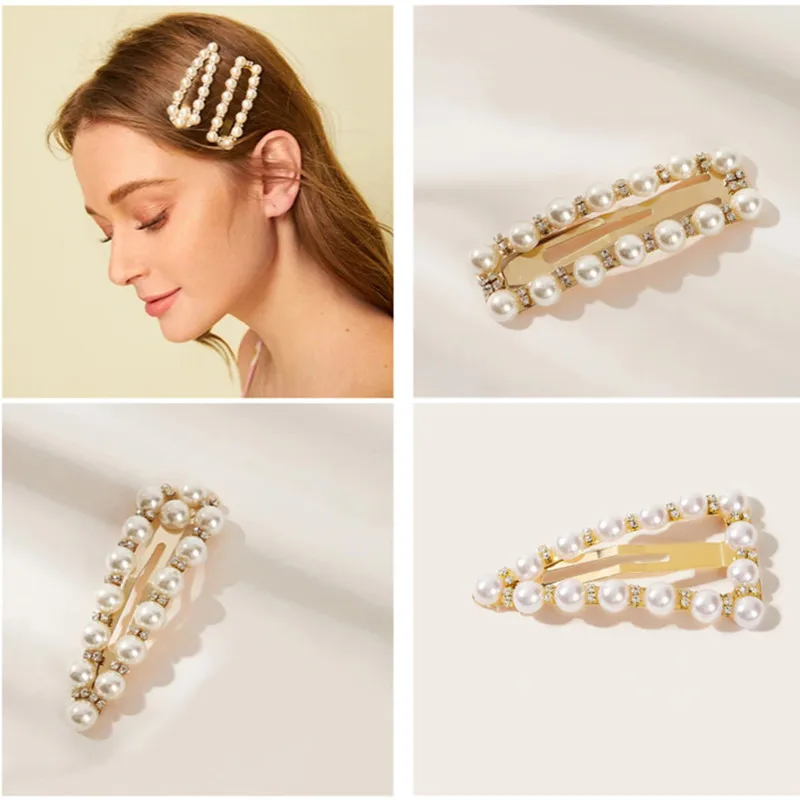 

10pcs/lot Girls Elegant Geometric Pearl Hairpins Sweet Style Hair Clips Alloy Barrettes Princess Hair Accessories Hair Headwear