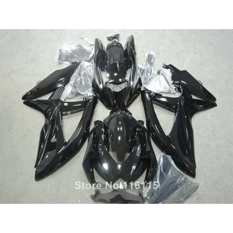 

High grade Fairing kit for SUZUKI K8 K9 GSX-R600/700 2008 2009 2010 all glossy black GSXR600 GSXR750 08 09 10 fairings LS