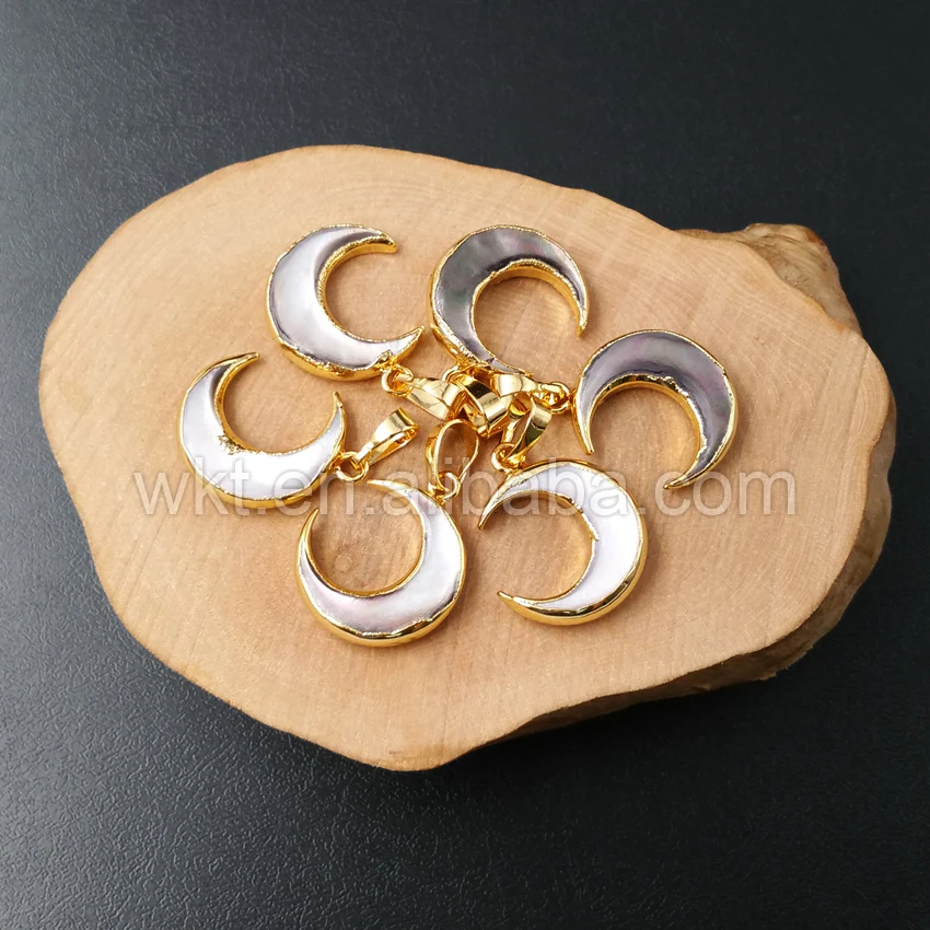 Потрясающие милые маленькие серые подвески в виде полумесяца кулон золотого и