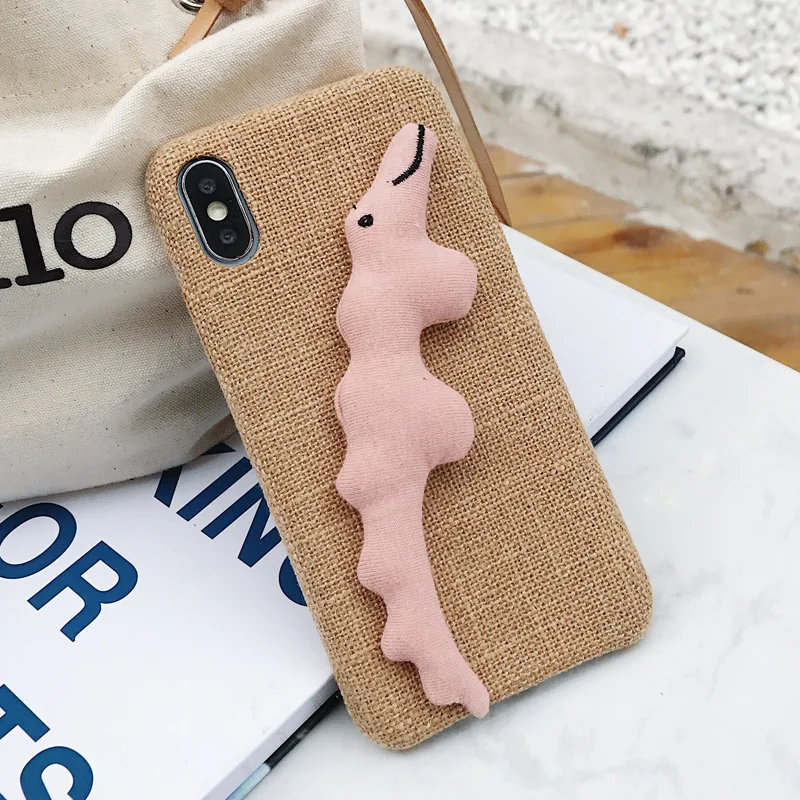 For IphoneXS/XR/7/8plus Winter Fashion Cute 3D Plush Dinosaur Doll Christmas Gift Linen Warm Flannel Cloth Phone Case |