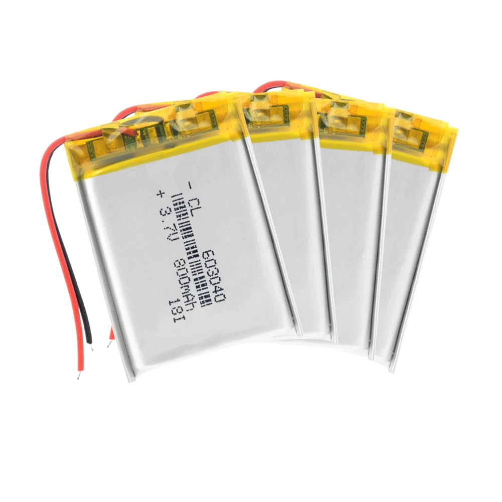 4Pcs 3,7 V 800mAh 603040 литий-ионная аккумуляторная батарея литий-полимерная батарея для gps навигатора Mp3 Mp4 Mp5 PAD DVD электронная книга динамик - Цвет: 4Pcs
