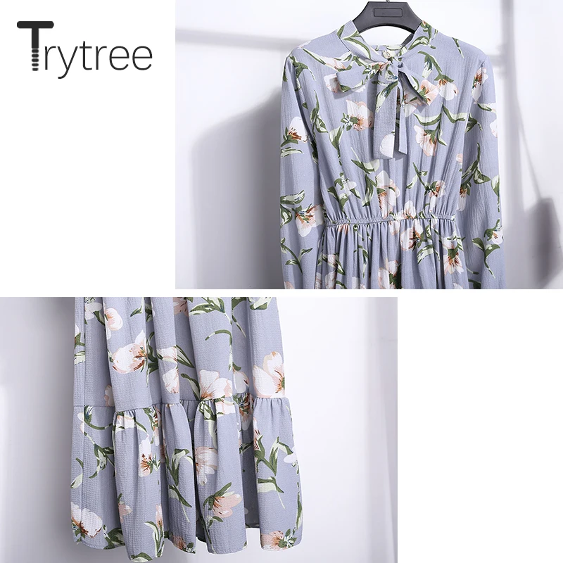 Trytree летнее осеннее богемное платье с цветочным принтом 3 цвета женские платья