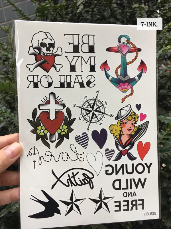 Водостойкая временная татуировка 3d красивый дизайн моряка имитация
