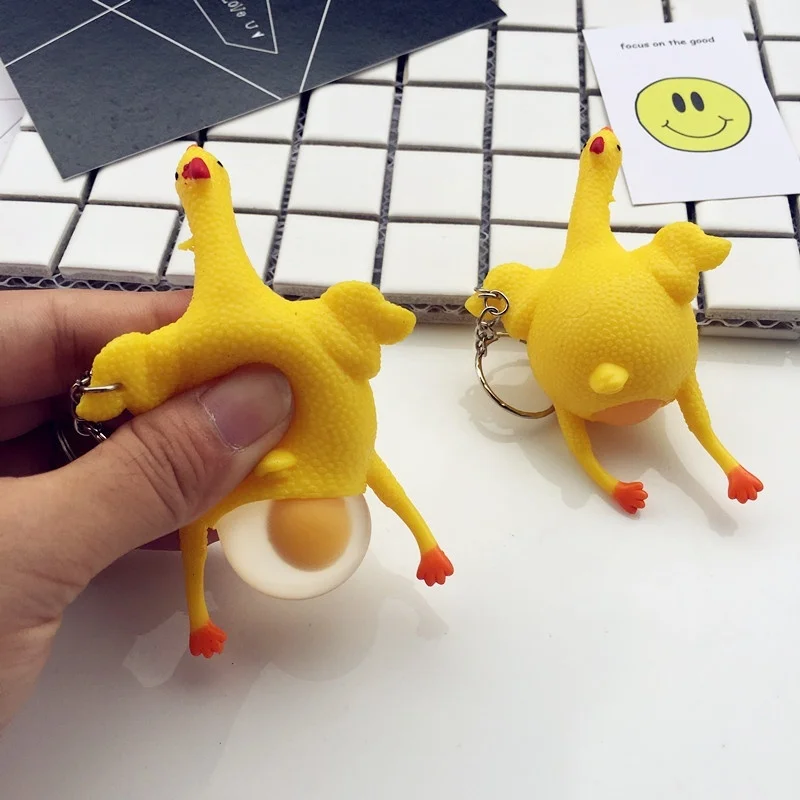 Хит новинка резиновая курица с яйцом брелок для ключей забавные карнавальные