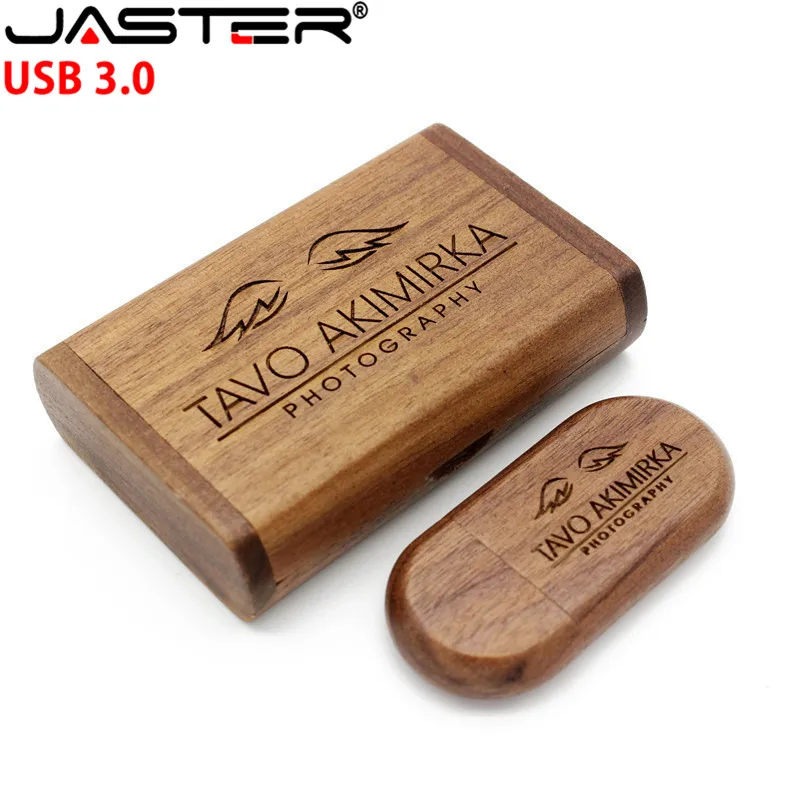 JASTER USB 3.0 Flash Drive Walnut Oval Pendrive 8GB 16GB 32GB 64GB Gift Pen with Wooden Box Free Logo Printing | Компьютеры и офис