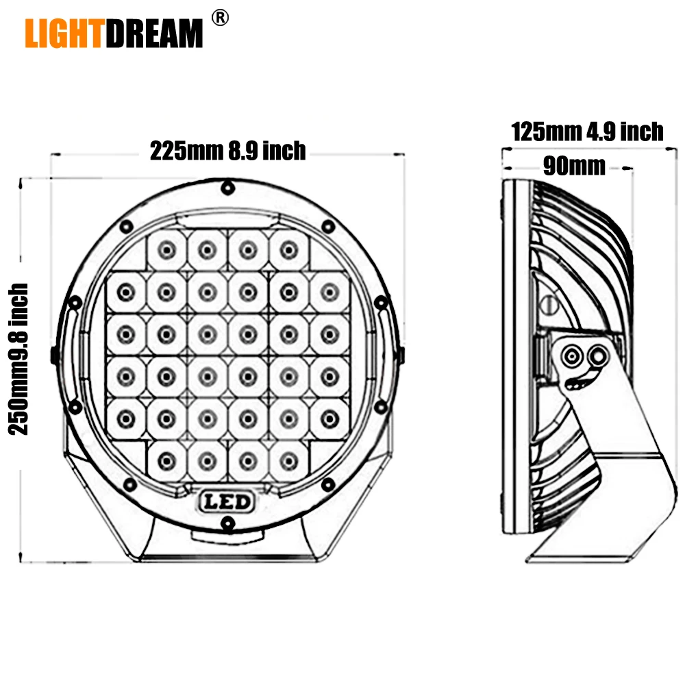 Пара 9 дюймов круглый светодиодный светильник 320W 24V 12V Светодиодный точечный
