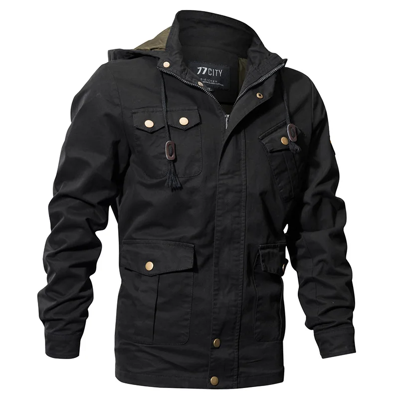 Black Refire gear Air Force стиль худи милитари куртка мужская зимняя хлопковая тактическая армейская куртка-бомбер Осенняя повседневная куртка-Карго - Цвет: Black