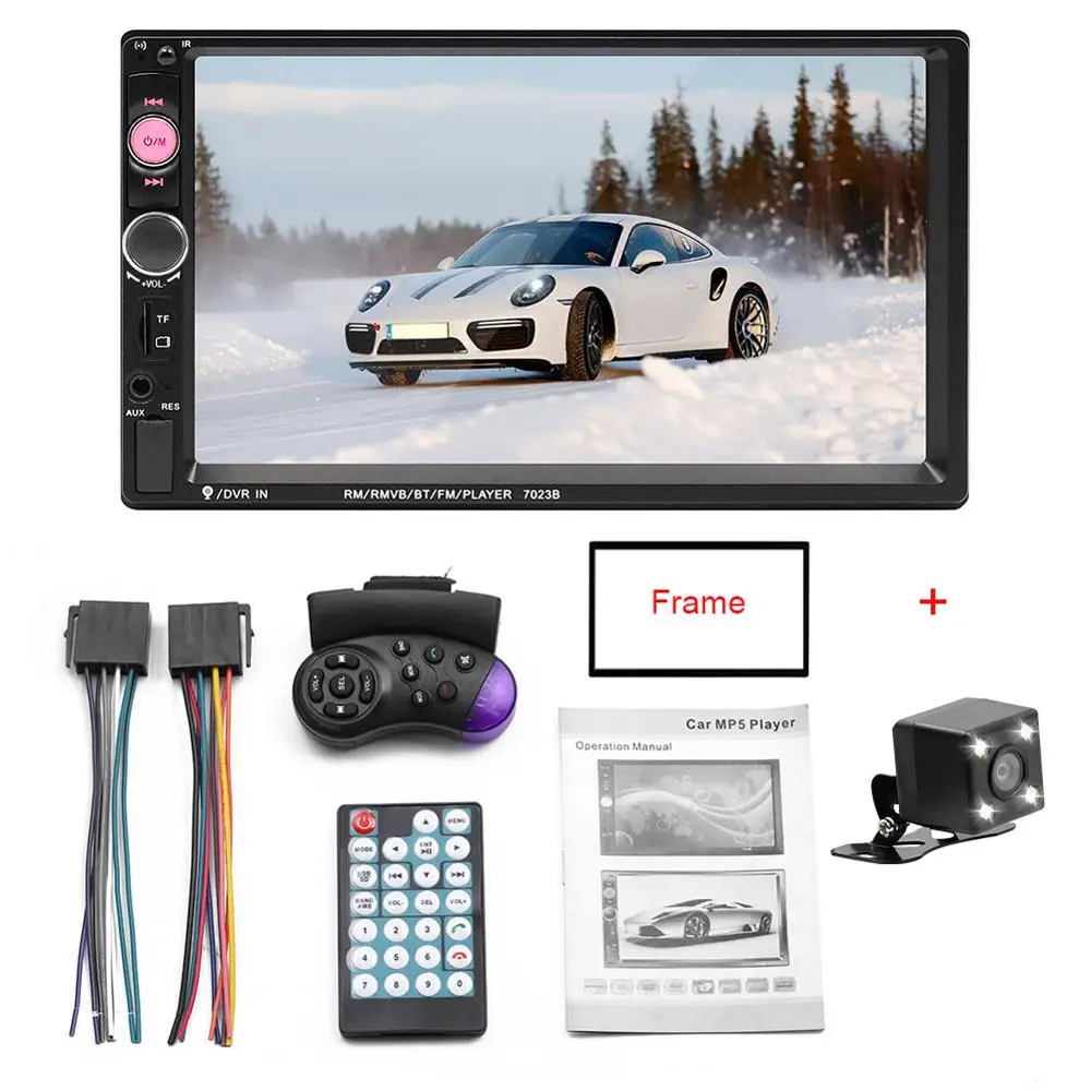 Frame and Camera 2 Din автомагнитола " HD Авторадио мультимедийный плеер 2DIN сенсорный экран Авто аудио стерео MP5 Bluetooth USB TF FM камера заднего вида - Цвет: Frame and Camera