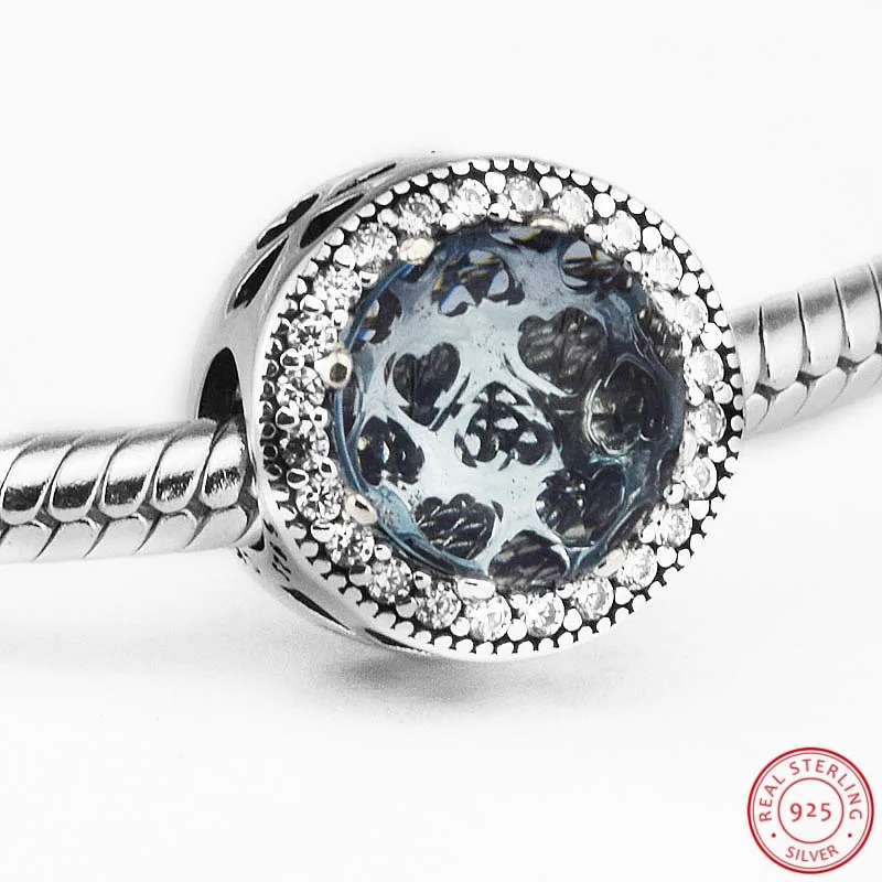 CKK сияющее сердце бусины ледяной голубой кристалл прозрачный CZ DIY Fit PANDORA Подвески Серебро 925 для женщин ювелирных изделий CK005E
