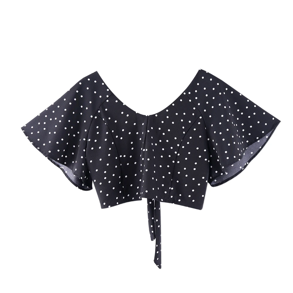 Футболка женская шифоновая в горошек с бантом на лето | Женская одежда