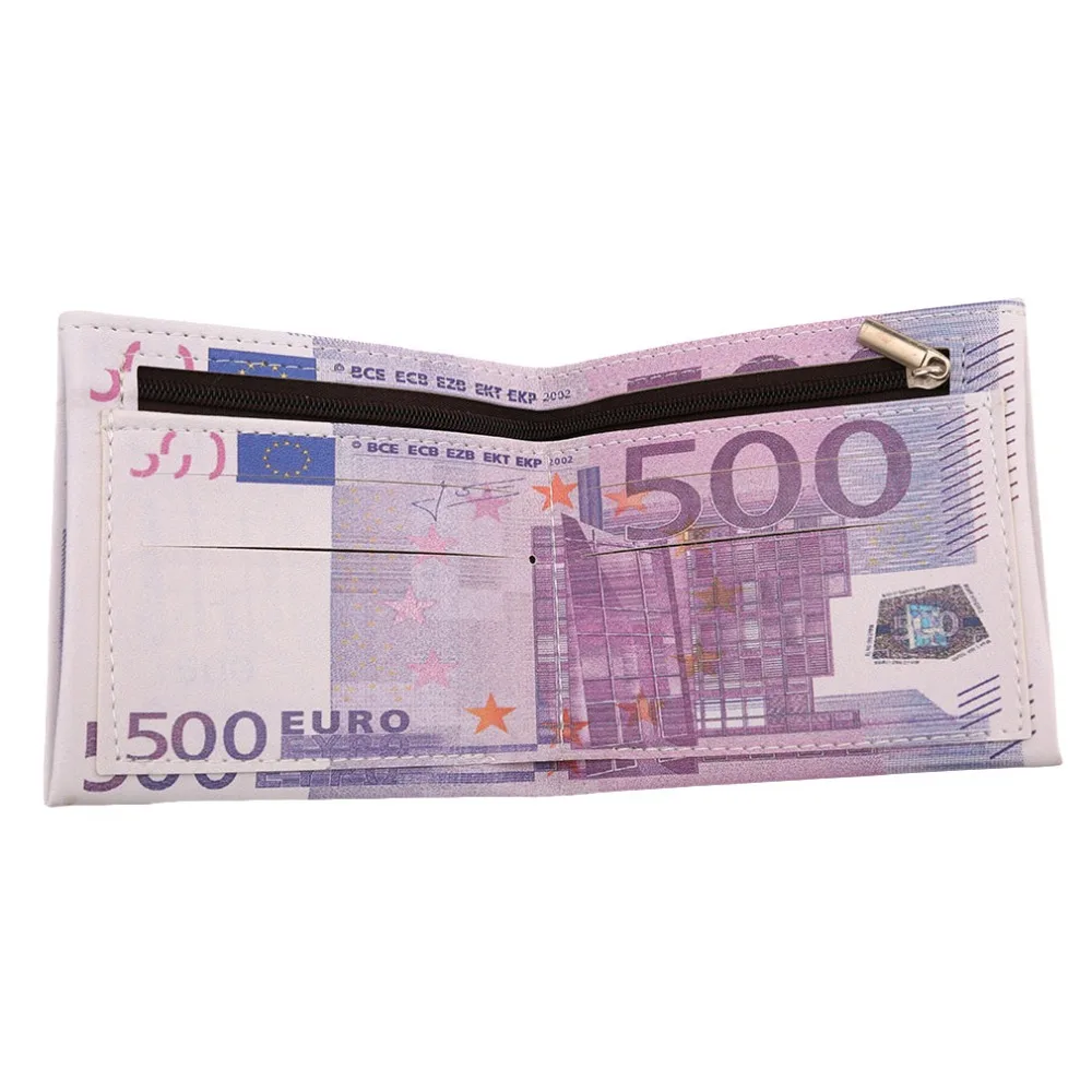 ПУ винтажное портмоне личности 500/100 купюры Евро Кошелек Мужские Карманы карты