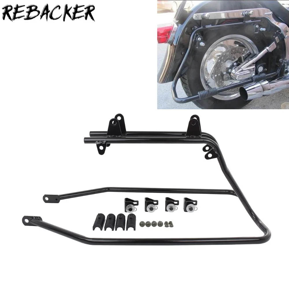 

Motorcycle Hard Saddlebag Conversion Brackets Guard One Set Black For Harley Softail FL Touring Road Street Glide 1994-2013