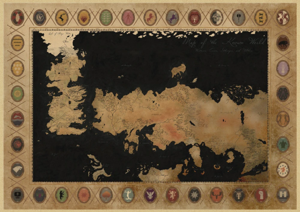 Game Of Thrones Movie TV Vintage Kraft Paper Poster Bar Cafe Home Decor Painting Wall Sticker