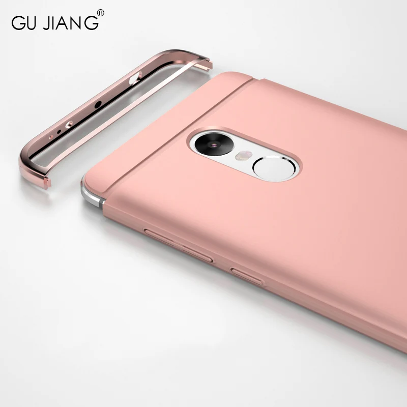GU JIANG Brand Luxury Full Cover Slight Matte Protector Case for Xiaomi Mi Redmi Note 4X (3G RAM 32G ROM) Plating Shell |