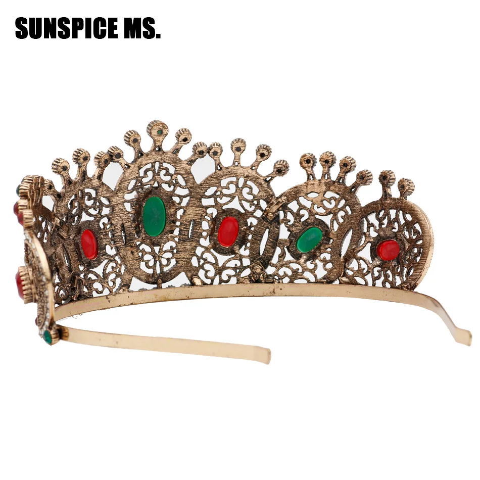 Gorgeous Bohemia Women Resin Round Antique Tiaras Crown Indian Morocco Vintage Jewelry Ethnic Wedding Hairbands Hair Gifts | Украшения и