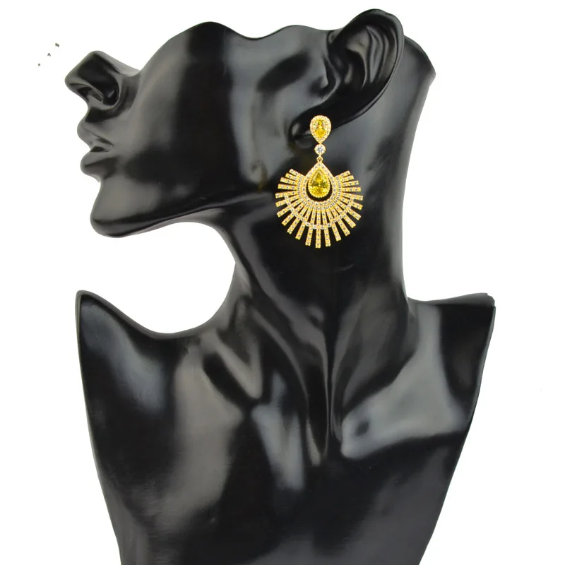 Новый дизайн белые/желтые/красные Роскошные висячие серьги с микрозакрепкой