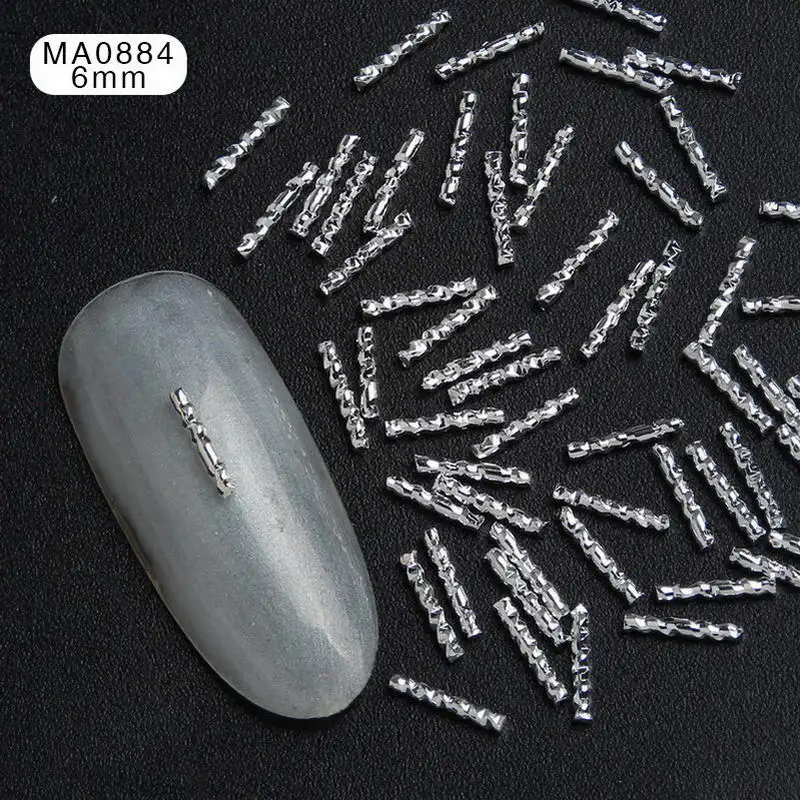 MA0884 100 шт. медная изогнутая палочка для ногтей с заклепками, блестки для ногтей, украшения для маникюра, 3D украшения для ногтей - Цвет: MA0884