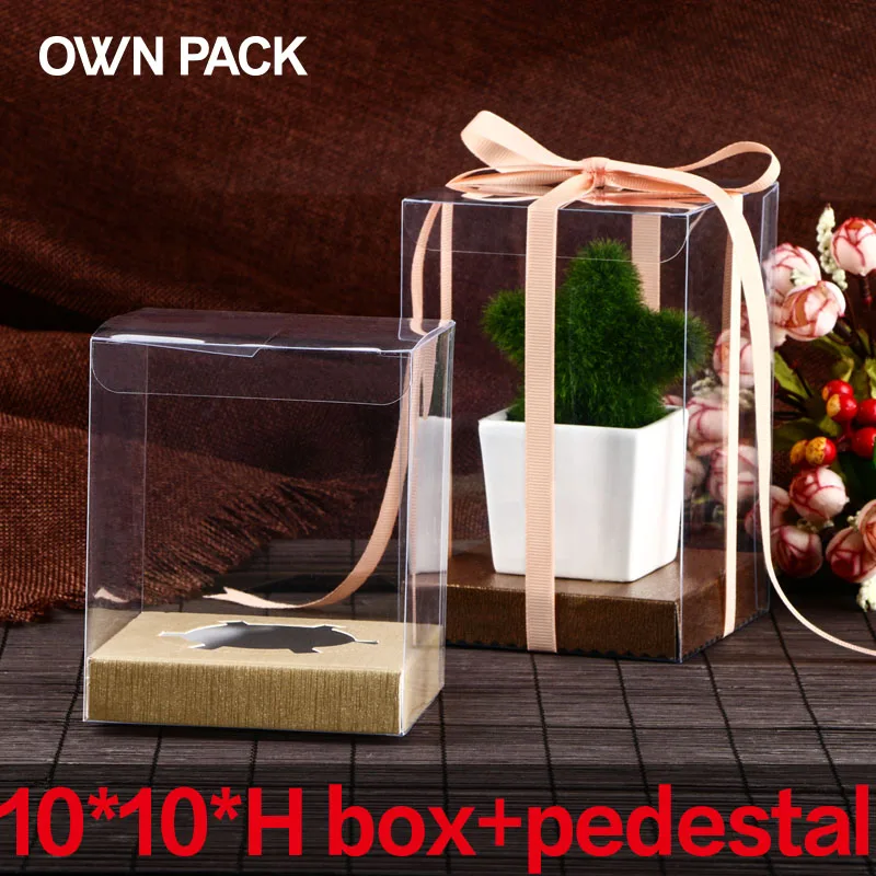 

Direct Selling clear box 10pcs/lot 10*10*H and pedestal/gifts box wedding gifts for guests/ plastic container/ macarons package