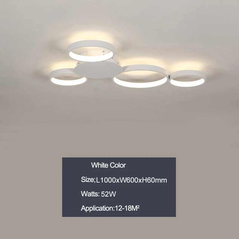 White L100xW60cm Современные светодиодные потолочные лампы с кофейной/белой отделкой для гостиной, спальни, кабинета, дома, деко, потолочные светильники, плафон - Цвет корпуса: White L100xW60cm