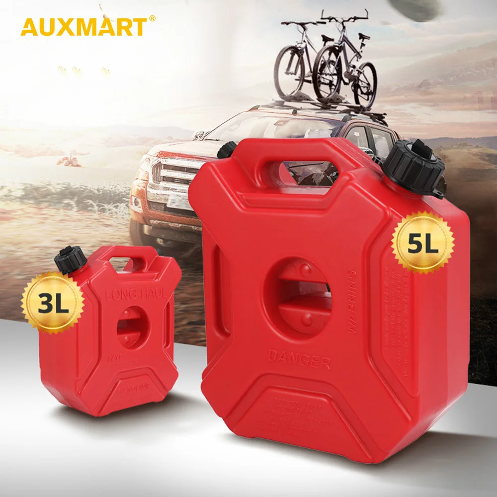 Auxmart 3L 5L Красный Топливный бак банки запасные пластиковые бензиновые баки крепление мотоцикла Jerrycan газовый бак бензиновый масляный контейнер топливные кувшины