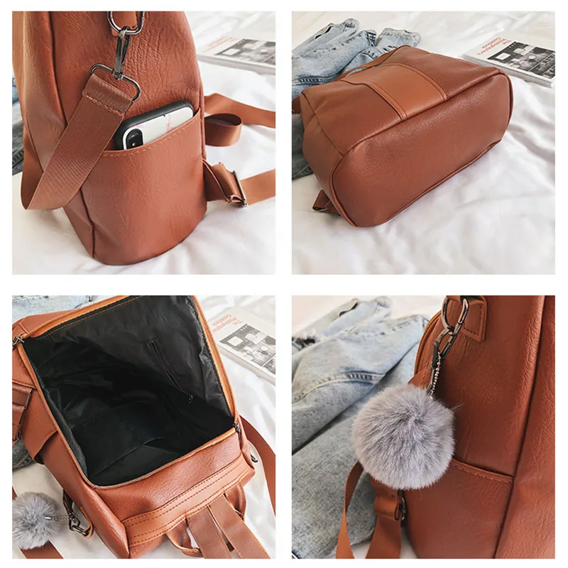 

Travel Bag Hand Luggage Casual PU Women Anti-theft Backpack 2019 Hight Quality Vintage Backpacks Female Larger Capacity Travel