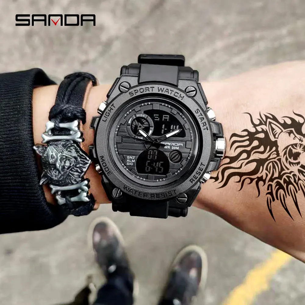 

New SANDA Men's Watch Top Brand Luxury Military Quartz Watch Men's Waterproof Digital Watch Clock relogio masculino 2019