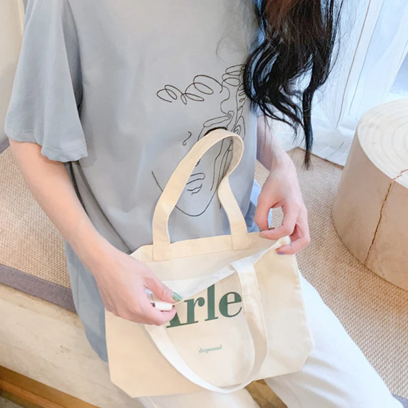 TEAEGG вместительная сумка для покупок текст печати Оригинальный дизайн белый