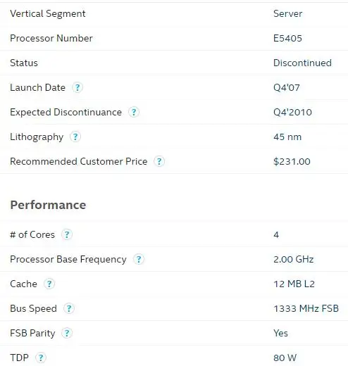 Intel XEON e5405 Процессор 2,0 ГГц/L2 Кэш 12 МБ/Quad-Core/ФСБ 1333 МГц/серверный Процессор работает на некоторых 775 материнская плата с сокетами