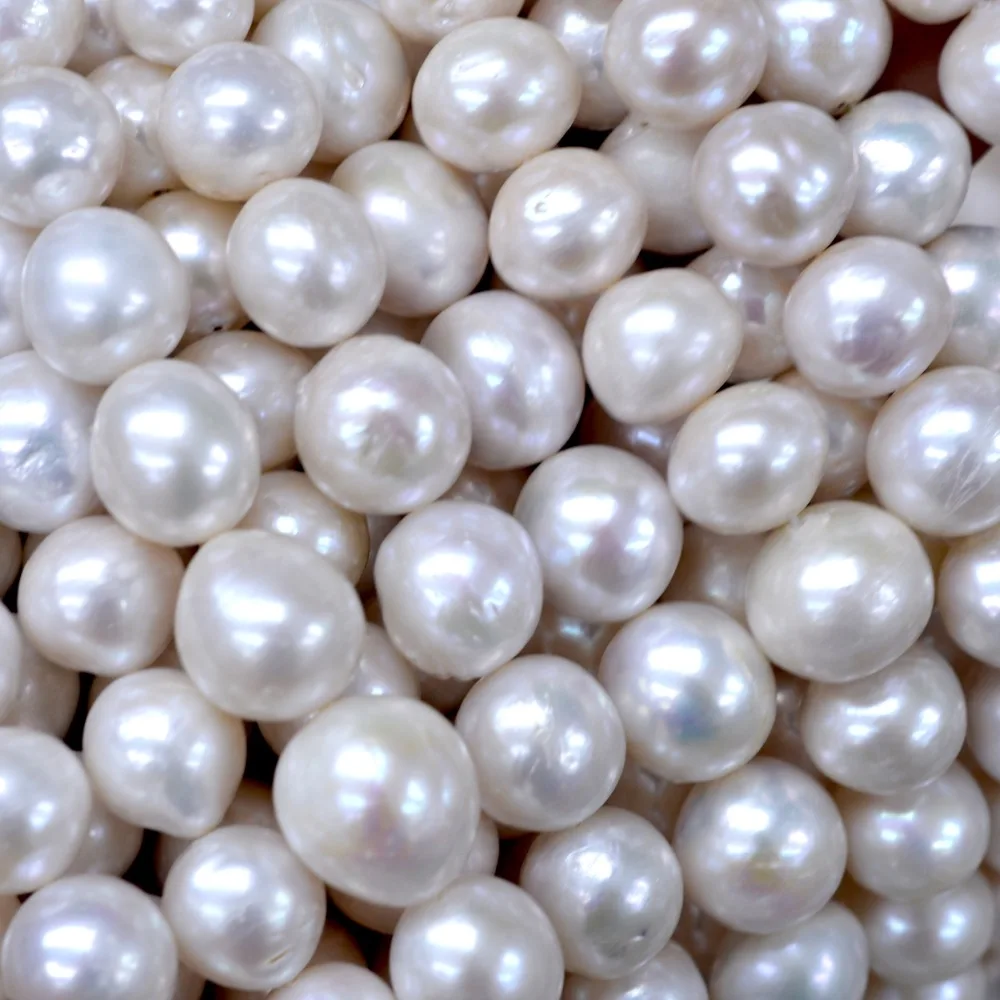 

Huge 12-14mm White Nearround Freshwater Pearl Beads Strand 15" For DIY Necklace Jewelry Making