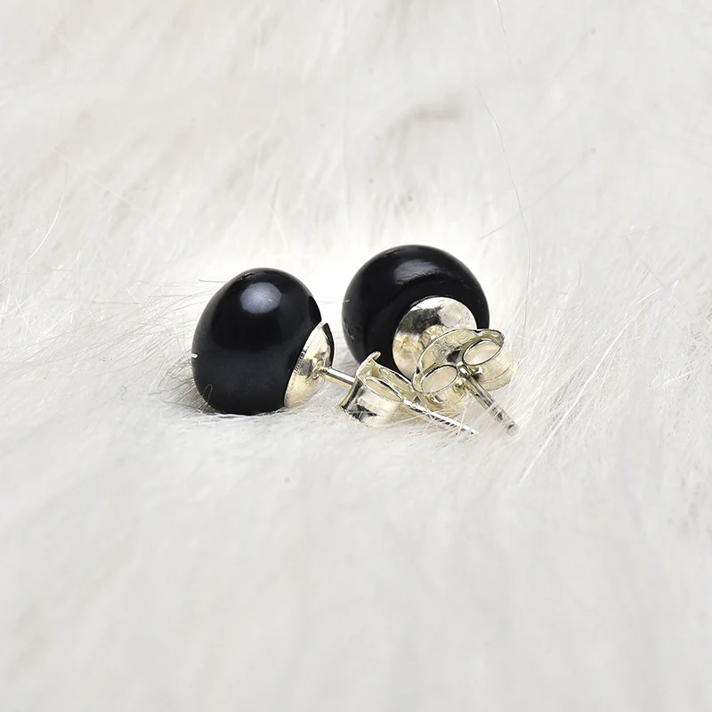 Wholesale Size For Black Pearls 10-11mm 925 Sterling Silver Making DIY Freshwater Earrings Elegant Women Gifts H582 | Украшения и