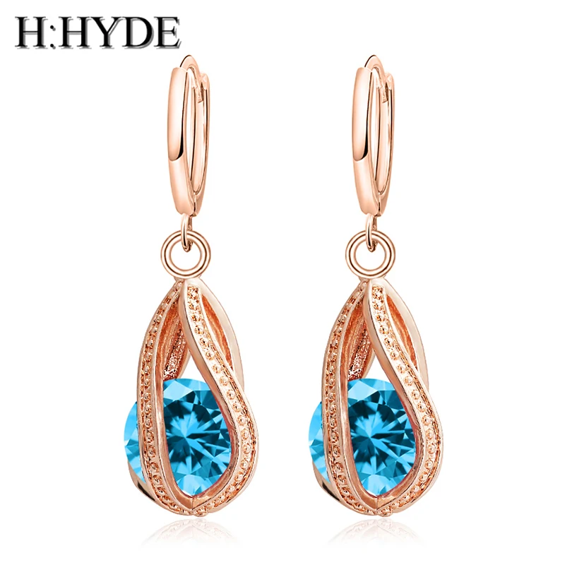 Серьги капельки H:HYDE10 цветов с крупными драгоценными камнями и стразами серьги