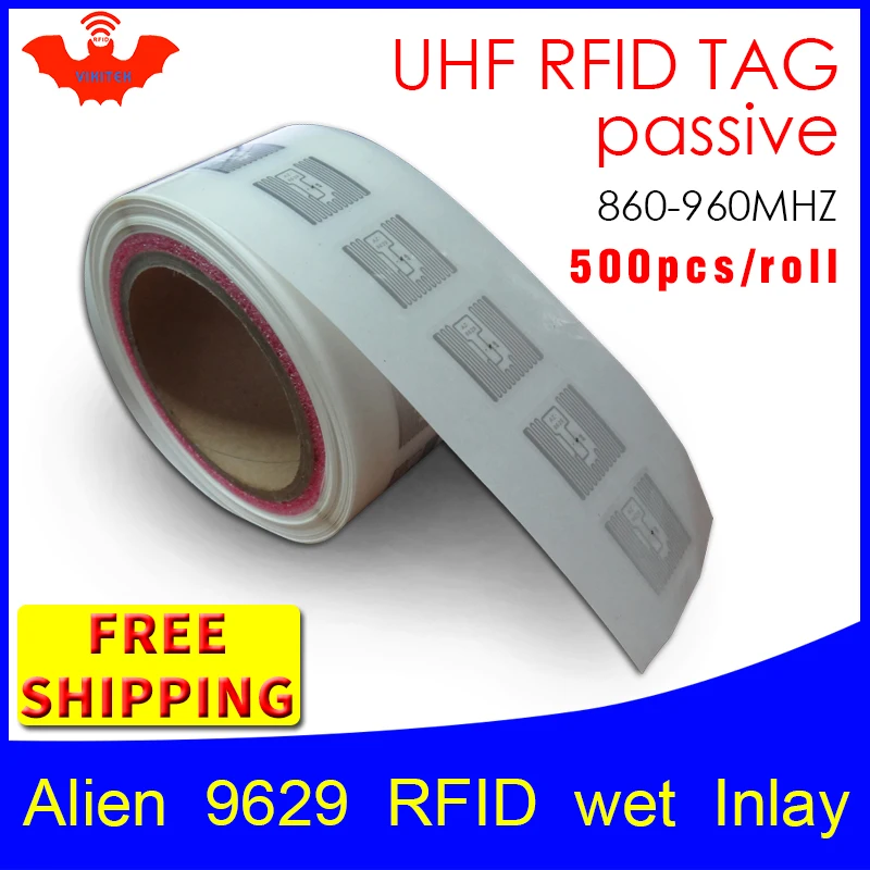 RFID метка UHF наклейка Alien 9629 EPC 6C влажная инкрустация 915mhz868mhz860 960MHZ Higgs3 500 шт