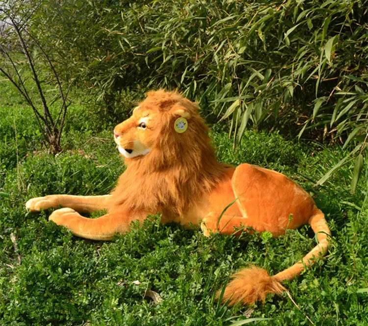 

[Funny] Large 85cm Lion Adult Stuffed Plush doll toy simulation animal prone lion model kids child best gift