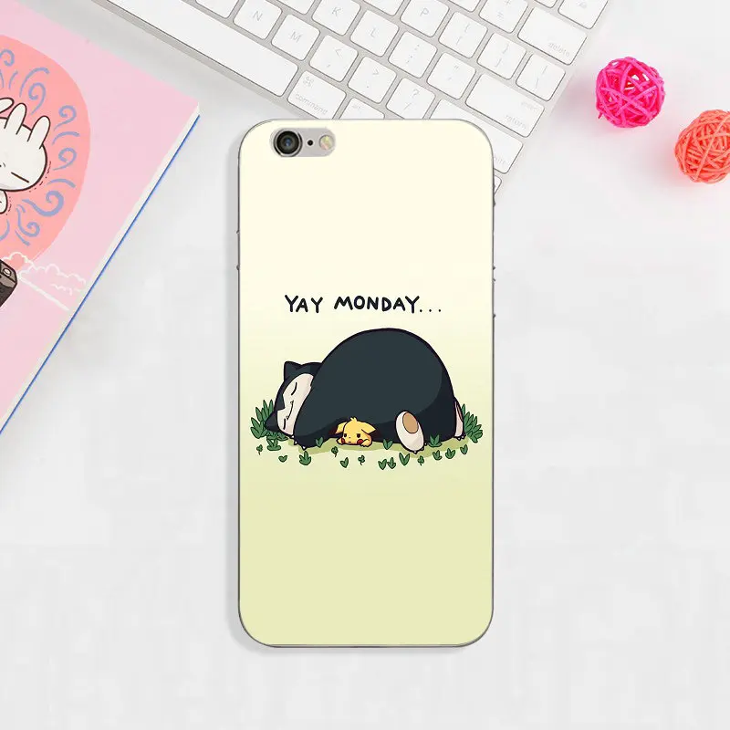 Мультфильм Snorlax Pokemons Мягкие силиконовые чехлы на мобильный телефон из ТПУ для iPhone