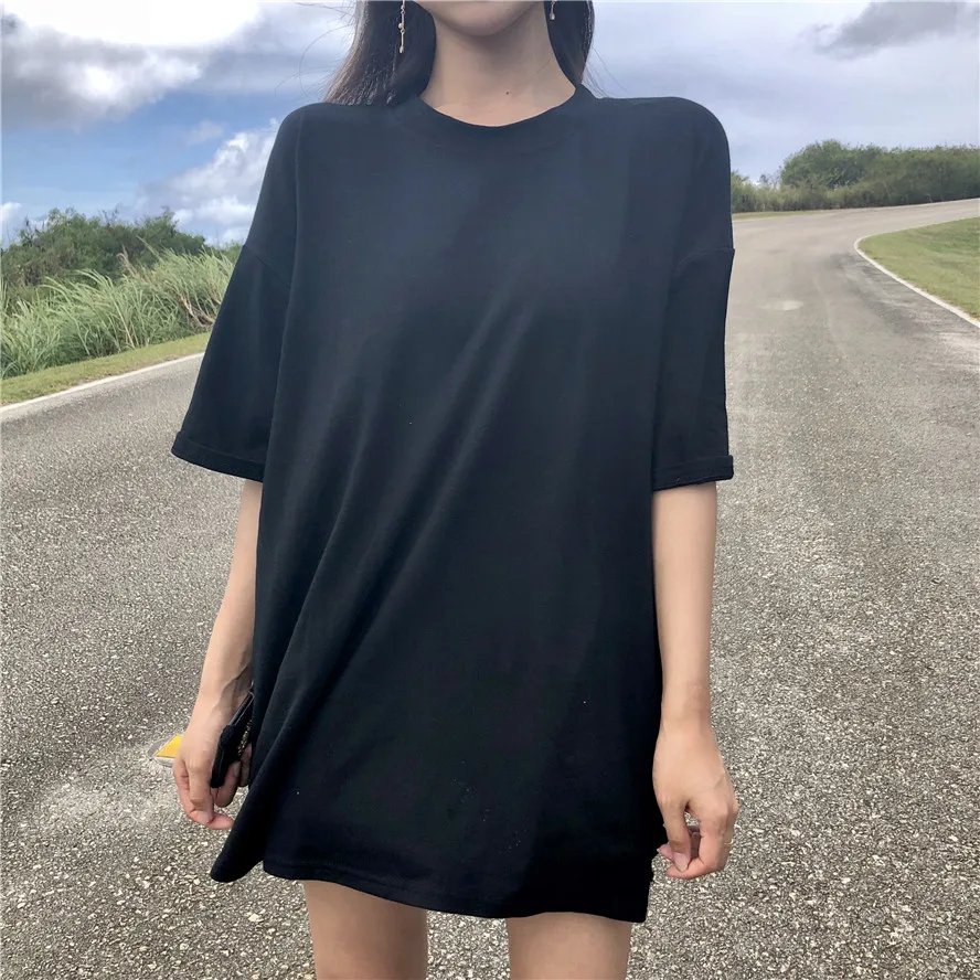 Футболка женская оверсайз с коротким рукавом повседневный однотонный Свободный