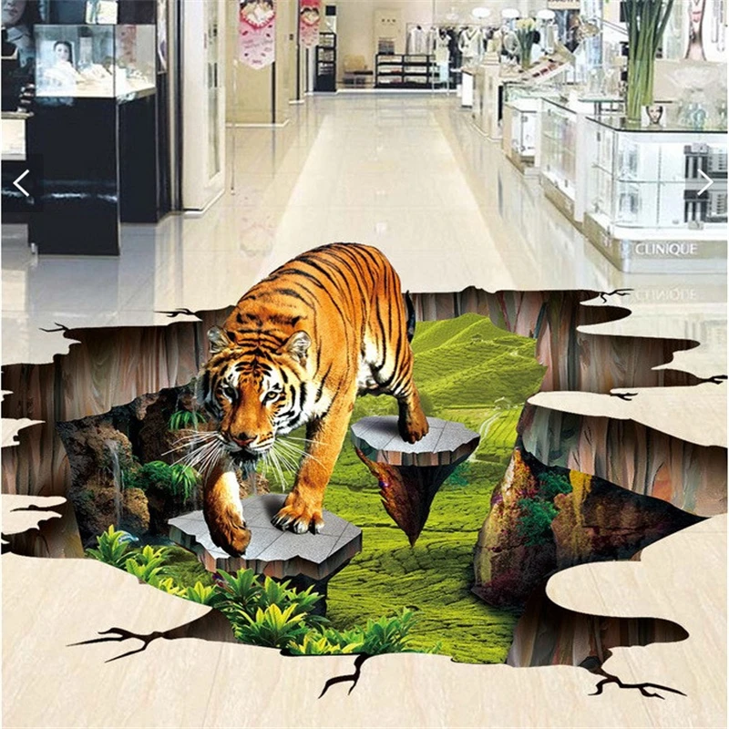 

3d настенная 3d-наклейка, для рисования тигром на улице