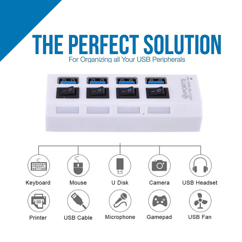 BinFul 4 порта USB концентратор 3 0 Супер скорость 5 Гбит/с микро с переключателем