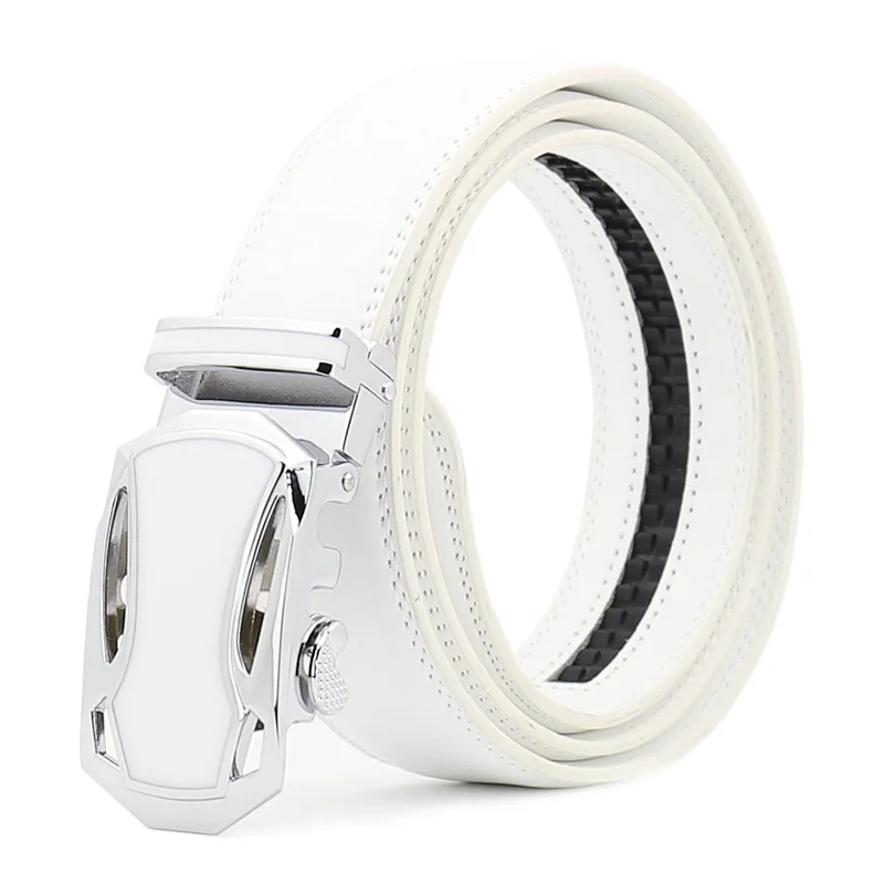 AirkSun 2017 Fashion Red White Black Solid Strap Male Genuine Leather Belts For Men Luxury Car Automatic Buckle Ceinture 140cm | Аксессуары