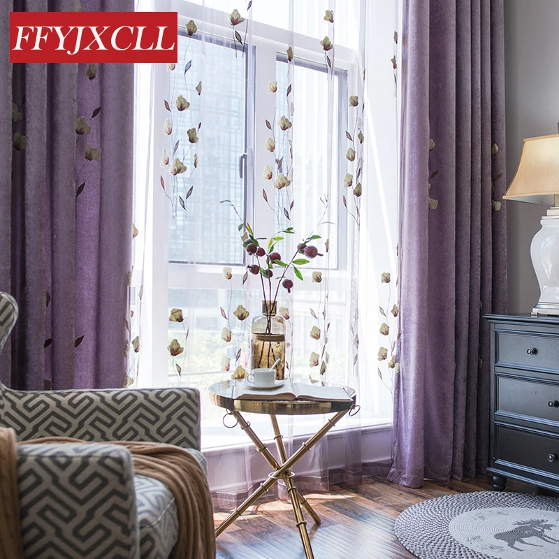 

Korean Rural 85% Shading Curtains for Bedroom Window for Living Room Elegant Drapes Stereoscopic Embroidered Blackout Curtains