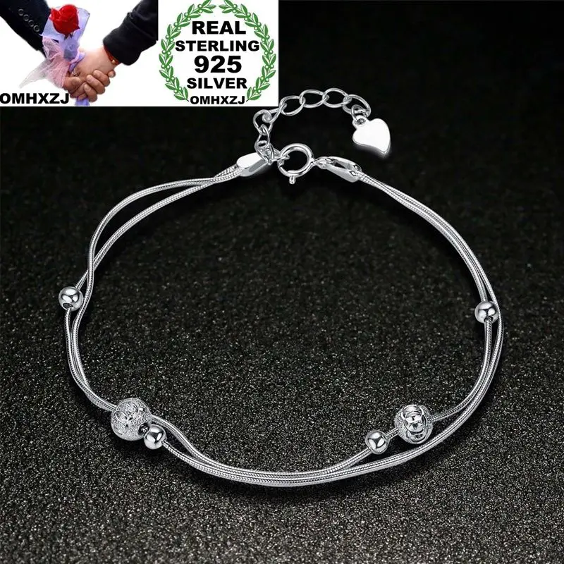 

Браслет OMHXZJ из серебра 925 пробы с двумя бусинами, BR14