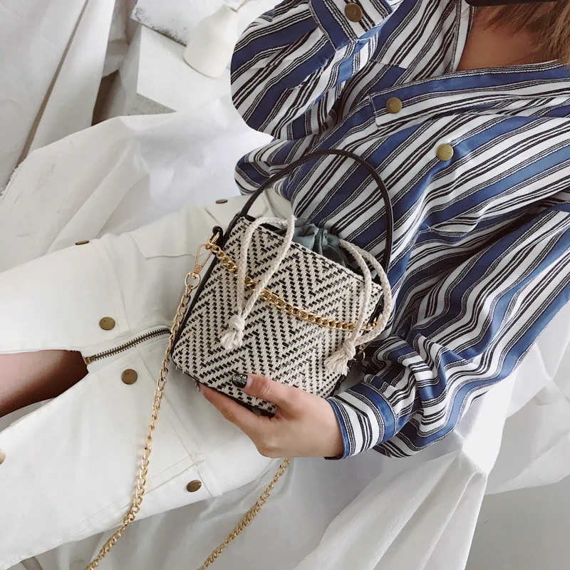 ARCHIE &amp RITA Женская Плетеная соломенная сумка Пляжная с формой ведра 2018 летняя