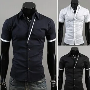 Free shipping Burst models 2014 Men Personalized Hit color Chidori fine grid Fashion Short Sleeve Shirt Tide |
