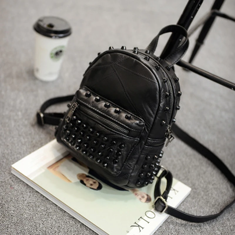 Женский рюкзак из натуральной кожи с заклепками mochila mujer новинка 2019 | Багаж и сумки