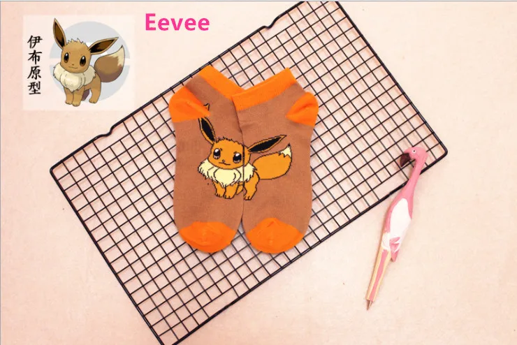 Eevee Гольфы «Pokemon GO» для женщин и мужчин, носки для костюмированной вечеринки с изображением Пикачу из мультфильма «Pokemon GO», «Super Mario Donkey Kong Mario Bros», повседневные носки - Цвет: Eevee
