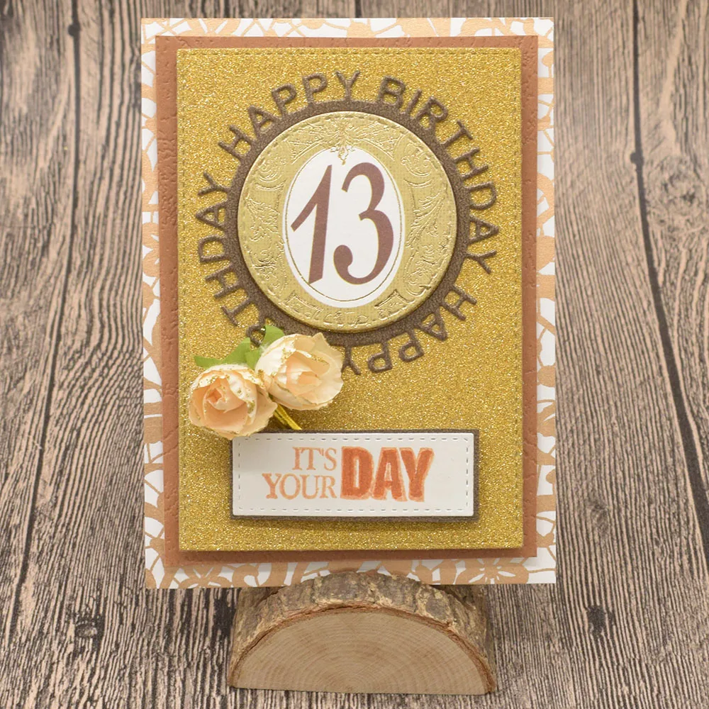 

Happy Birthday Letter Circle Metal Cutting Dies Words for Scrapbooking Album Birthday Card Making Paper Embossing Die Cuts