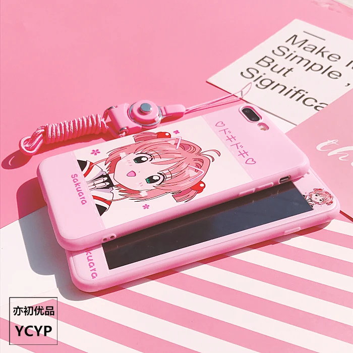 Для iphone XS Max милый Cardcaptor Sakura задний Чехол+ пленка для экрана из закаленного стекла, Девушка Мягкий чехол для iphone X XR 6 7 8plus